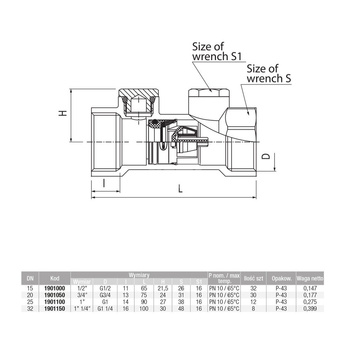 Zawór zwrotny VALVEX Pure 1'' GW PN 10 max. 65'C