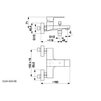 Bateria wannowa ścienna KFA Armatura LOGON, kolor czarny