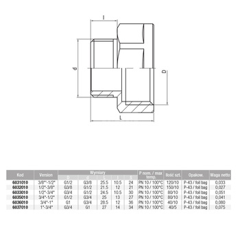Złączka nakrętno-wkrętna redukcyjna śrutowana VALVEX TWIST, 1'' x 3/4'' (GW x GZ)