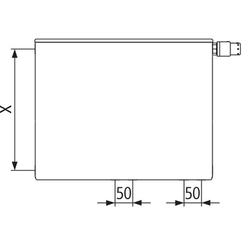 Grzejnik płytowy typ 10 KERMI Plan-Vplus, lewy wym. 505 x 2605 mm, kolor biały, moc 1164 W