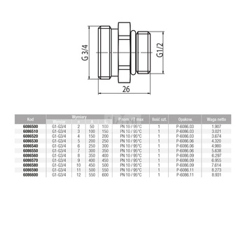 Rozdzielacz hydrauliczny VALVEX Proff K3-11 mosiądz GW 1'', odgałęzień: 11 (3/4''), do CO