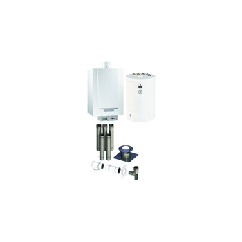 Pakiet - Kocioł gazowy jednofunkcyjny DE DIETRICH MCR3 Evo 24T kondensacyjny wiszący 6.1 - 24.8 kW+ Zestaw powietrzno-spalinowy + Zasobnik c.w.uSRK150MG