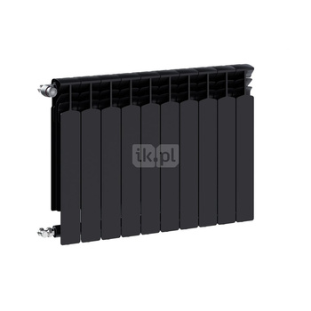Grzejnik żeberkowy KFA Armatura G600F/10 aluminium, podłączenie boczne 672 x 805 mm, kolor czarny