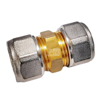 Złączka prosta skręcana QIK Do rur wielowarstwowych, mosiądz, 16 mm (złącze skręcane x złącze skręcane)