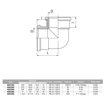 Kolano nakrętne śrutowane VALVEX TWIST, 1 1/4'' (GW)