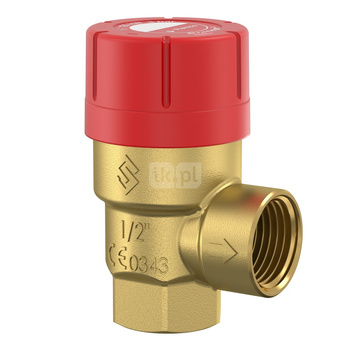 Zawór przelewowy kątowy (90') FLAMCO MEIBES Prescor mosiądz PN 16, 2.5 bar GW cylindryczny bspt-rp 3/4'' x 1''