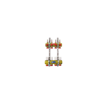 Rozdzielacz do ogrzewania podłogowego GIACOMINI R553F 5-obieg. mosiądz 1 1/4'' x GZ metryczny 18 + przepływomierz + termostat