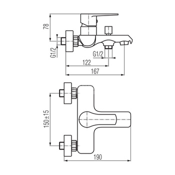 DALI BLACK Bateria wannowa ścienna
