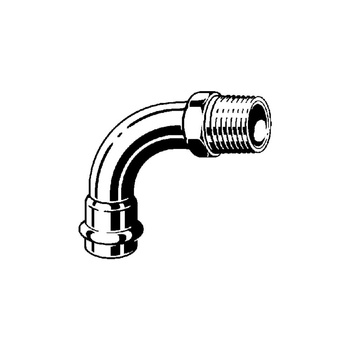 Łuk Prestabo 90' VIEGA 1114 jednoczęściowy, stal (ocynk galwaniczny/elektrolityczny) / stal (ocynk galwaniczny/elektrolityczny), 22 mm, 3/4'' (mz x gz) z uszczelką