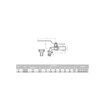 Zawór kulowy VALVEX Oligo mosiądz niklowany czerpalny, PN10 1/2'' GZ x złączka do węża, uchwyt: dźwignia