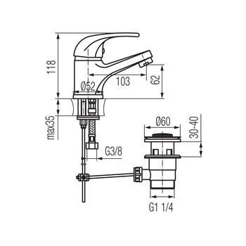 LOGIC bateria umywalkowa stojąca ze sterowanym spustem