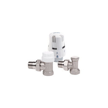 Zestaw przyłączeniowy grzejnikowy dwururowy VALVEX Thermo Set 1/2'' x 1/2'', zawór kątowy przystosowany termostatycznie