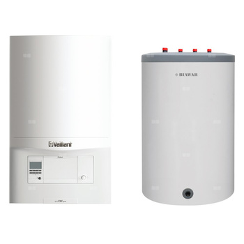 Pakiet - Kocioł gazowy jednofunkcyjny VAILLANT ecoTEC pro VC 146/5-3 kondensacyjny wiszący 5.9 - 15.3 kW + Czujnik c.w.u. + Zasobnik c.w.uLindo 120L