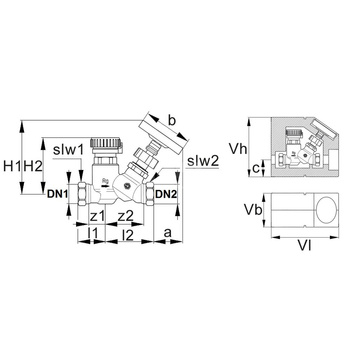 Zawór Thermo DN15 GW, 50-60st C z izolacją i termometrem