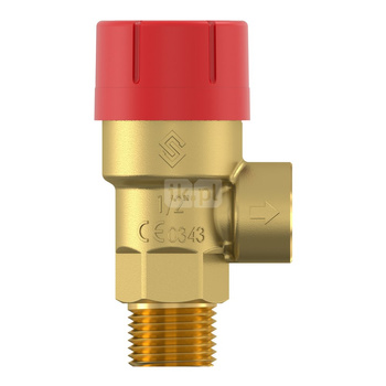 Zawór przelewowy kątowy (90') FLAMCO MEIBES Flopress mosiądz PN 16, 3 bar GW x GZ 1/2''