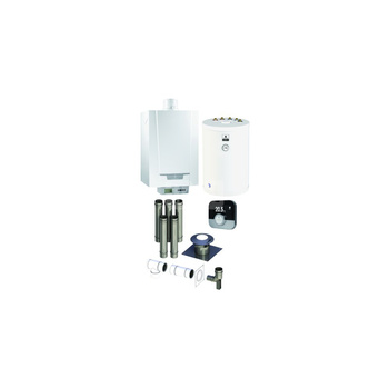 Pakiet - Kocioł gazowy jednofunkcyjny DE DIETRICH MCR3 Evo 24T kondensacyjny wiszący 6.1 - 24.8 kW+ Zestaw powietrzno-spalinowy + RegulatorSMART TC + Zasobnik c.w.uSRK100MG