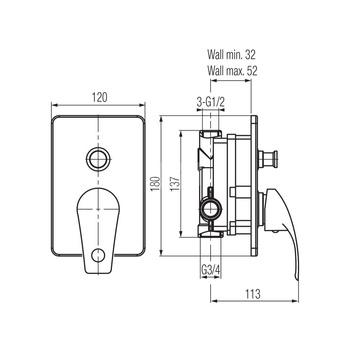 ANGELO Bateria wannowa-natryskowa podtynkowa