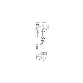 Bateria umywalkowa CELIS E 230V, chrom typ HDK elektroniczna , zasilacz podtynkowy