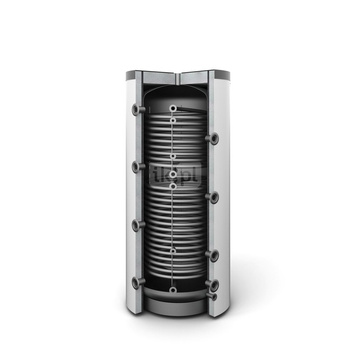 Zbiornik buforowy stojący GALMET SG(B) pojemność 500 l z wężownicą x2, izolacja: pianka poliuretanowa, kolor: skay biały