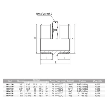 Złączka (nypel) wkrętna śrutowana VALVEX Twist, 1'' (GW)