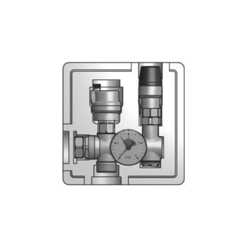Grupa bezpieczeństwa, Mały rozdzielacz z przyłączem do naczynia wzbiorczego, dla zamkniętego obiegu grzewczego