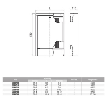 SZAFKA NATYNKOWA SN-1 (485x580x110)