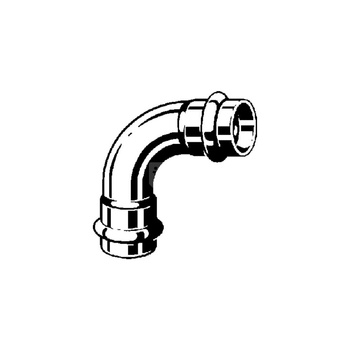 Łuk Prestabo 90' VIEGA 1116 jednoczęściowy, stal (ocynk galwaniczny/elektrolityczny) / stal (ocynk galwaniczny/elektrolityczny), 88.9 mm x 42 mm (mz x mz) z uszczelką