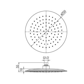 DIONE BLACK Głowica prysznicowa fi250