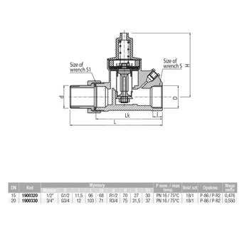 Regulator ciśnienia wody VALVEX Cetus Reduktor mosiądz, gzxgw 3/4'', 16 bar