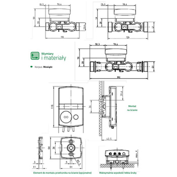 Ciepłomierz T330 qp 2,5 m3/h, redukcja 1/2"/M10 - zasilanie