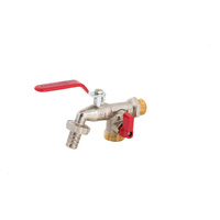 Zawór kulowy czerpalny DN15 (1/2") ze złączką do węża G3/4 z dźwignią oraz dodatkowym przyłączem G3/4