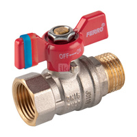 Zawór kulowy FERRO F-COMFORT 1/2'' GW x GZ, uchwyt: motylek