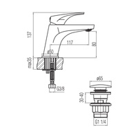 SIGMA Bateria umywalkowa stojąca ze spustem click-clack