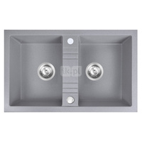MEZZO II zlewozmywak granitowy 2-komorowy 48/78, szary