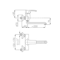Bateria zlewozmywakowa ścienna KFA Armatura KWARC, kolor chrom, mosiądz
