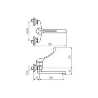 MEDICA Bateria umywalkowa ścienna z długą wylewką