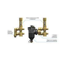 Zespół armatury serwisowej AHS 500 do pomp ciepła, z filtrem siatkowym, z przepływomierzem 5÷42 l/min, przyłącza GW G1''