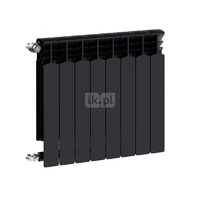 Grzejnik żeberkowy KFA Armatura G600F/8 aluminium, podłączenie boczne 672 x 644 mm, kolor czarny