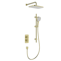 Zestaw natryskowy Malaga, termostatyczny, podtynkowy z drążkiem przesuwnym, PVD brushed light gold