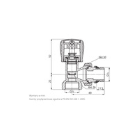 PHA-032A G1/2 WZ PN10 DN15 Zawór grzejnikowy K gwint samouszczelniający CuZn-C PN-M-75002