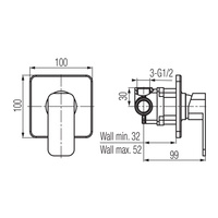 LOFT BLACK bateria podtynkowa natryskowa, black mat