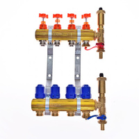 Rozdzielacz do ogrzewania podłogowego QIK Optimo STANDARD III - RMSZT-1-50 9-obieg. mosiądz GW 1'' x GZ 3/4'' + przepływomierz