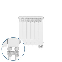 Grzejnik żeberkowy KFA Armatura G500F/D/6 aluminium, podłączenie dolne, prawe, proste 572 x 483 mm, kolor biały