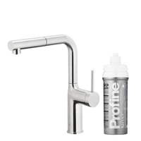 DUERO PURE MOVE PULL-OUT Bateria kuchenna z funkcją filtracji wody i wyciąganą wylewką, Stal nierdzewna + Zestaw filtrujący PROFINE Silver S