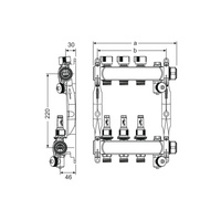 Rozdzielacz do ogrzewania podłogowego TECE floor 5-obieg. stal nierdzewna 1'' x eurocono 3/4'' + przepływomierz + zawór napełn/spust + odpowietrznik