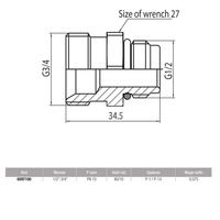 Złącze VALVEX VISION redukcja z oringiem, mosiądz, 1/2'' x 3/4'' (GZ)