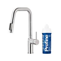 DUERO PURE STYLE PULL-OUT BATERIA KUCHENNA Z FUNKCJĄ FILTRACJI WODY I WYCIĄGANĄ WYLEWKĄ, STAL NIERDZEWNA + ZESTAW FILTRUJĄCY PROFINE BLUE S