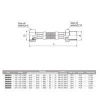 Wąż przyłączeniowy elastyczny VALVEX Viper Plus z oplotem (stal nierdzewna), GW x GZ, 1/2'' x 1/2'', długość 300 mm
