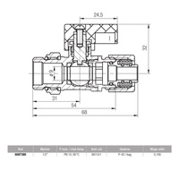 Zawór kulowy VALVEX Mini Plus 1/2'' x 16 GZ x zz, uchwyt: dźwignia (niebieska)