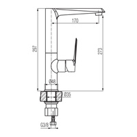 QUASAR Bateria kuchenna stojąca z dźwignią z boku